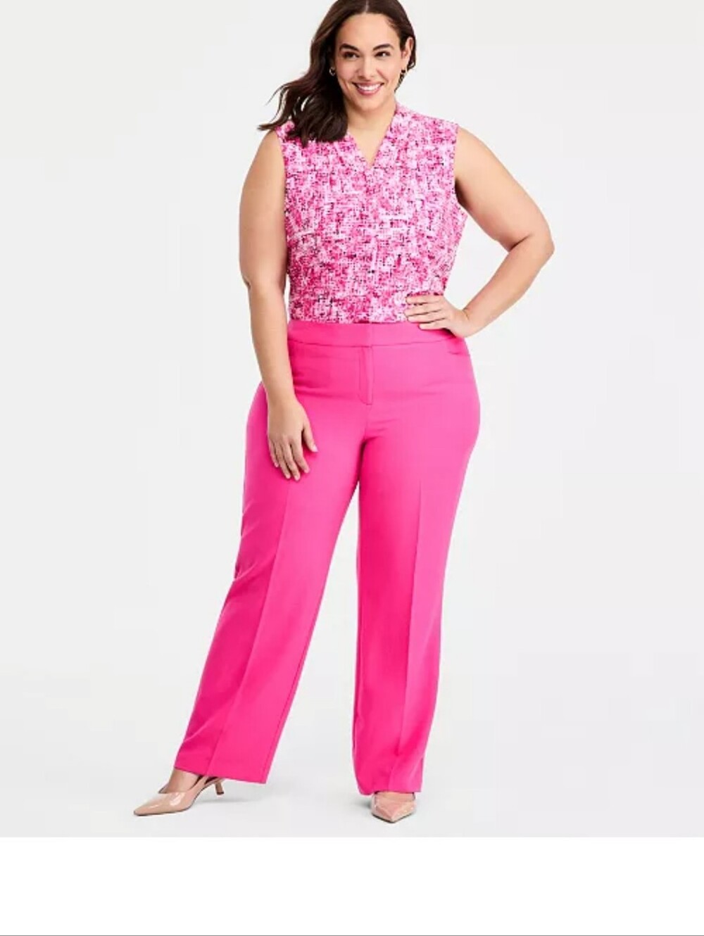 NEW Hot Pink Women's  High-Waist Wide-Leg Pants Kasper 20W Macy's Retail:$89.99